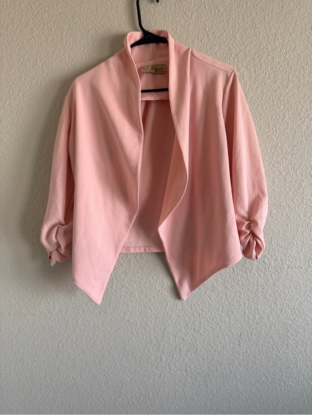 Hybrid & company Light Pink Draped Open-Front Blazer